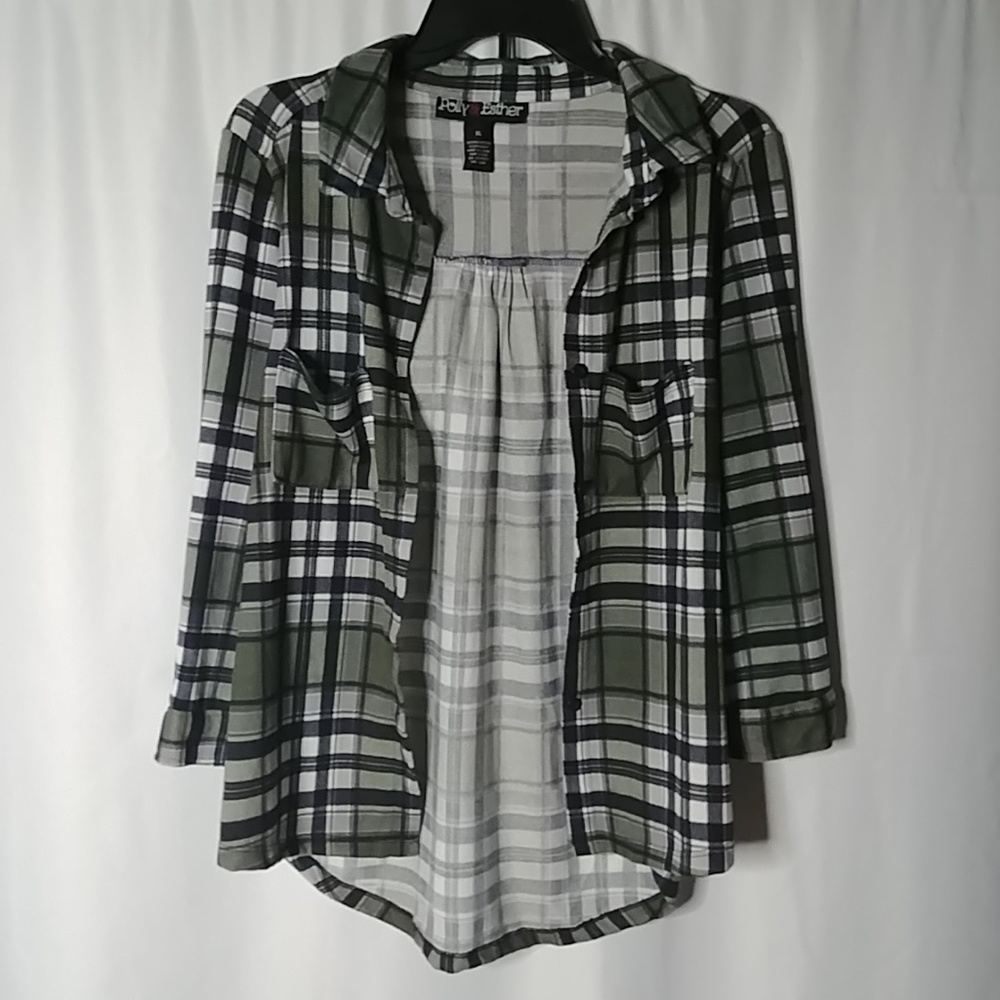 Poly & Esther Women Long Sleeve Plaid Shirt